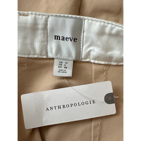Anthropologie NWT Maeve Khaki Cropped Chino Pants Sz 6 High Rise Casual Neutral - Picture 5 of 8